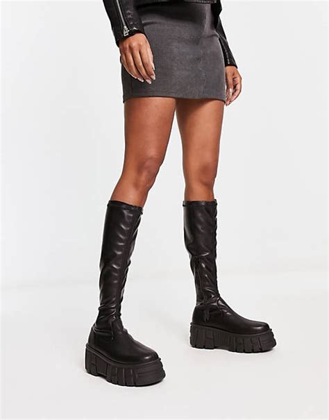 knee high boots croc|chunky knee high sock boots.